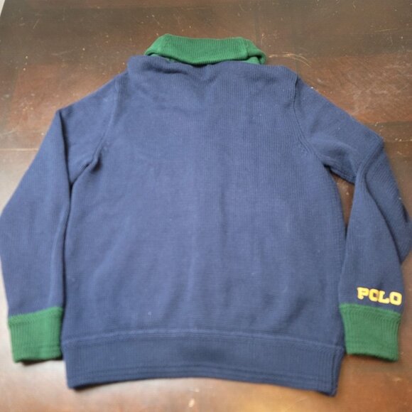 Polo‎ Ralph Lauren Mens M P Wing Varsity Letterman Patch Cardigan Sweater Blue - Picture 7 of 9